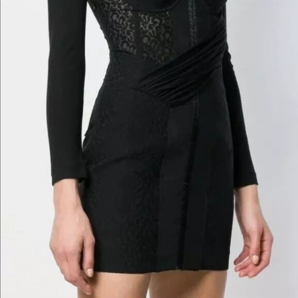 ALEXANDER WANG LACE & MODAL DRAPED JERSEY BUSTIER MINI-DRESS, SZ 0 BLACK - Picture 11 of 15